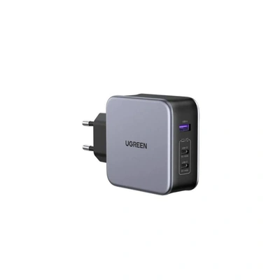 UGREEN Nexode شاحن حائط سريع 140 واط GaN ثلاثي المنافذ، معدن وبلاستيك - أسود