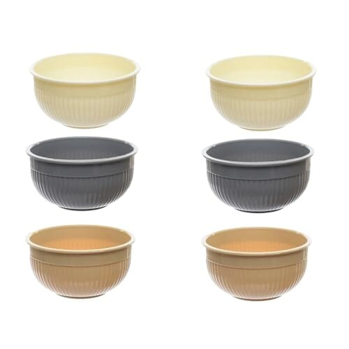 بولة فريش صغيرة - 10 سم - 6 قطع - أبيض/رمادي/أصفر