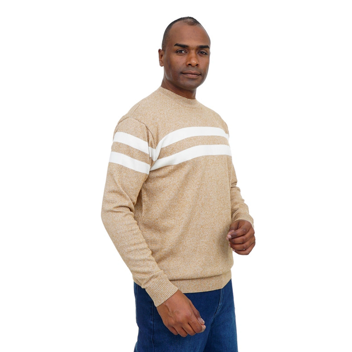 بلوفر صوف رجالي بخطين - 108020025