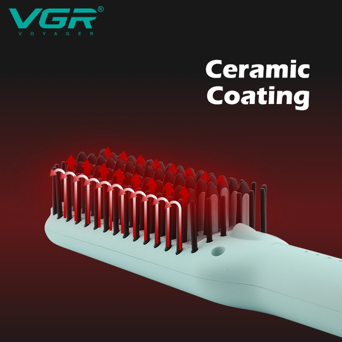 فرشاة فرد شعر سيراميك الأيونية - 5 مستويات حرارة - أزرق - V-592