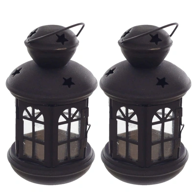 2 × فانوس رمضان معدن - 22 سم - أسود