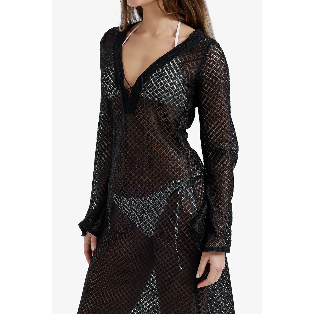 فستان شاطئ طويل بنقشة مفرغة من كارينا 58710