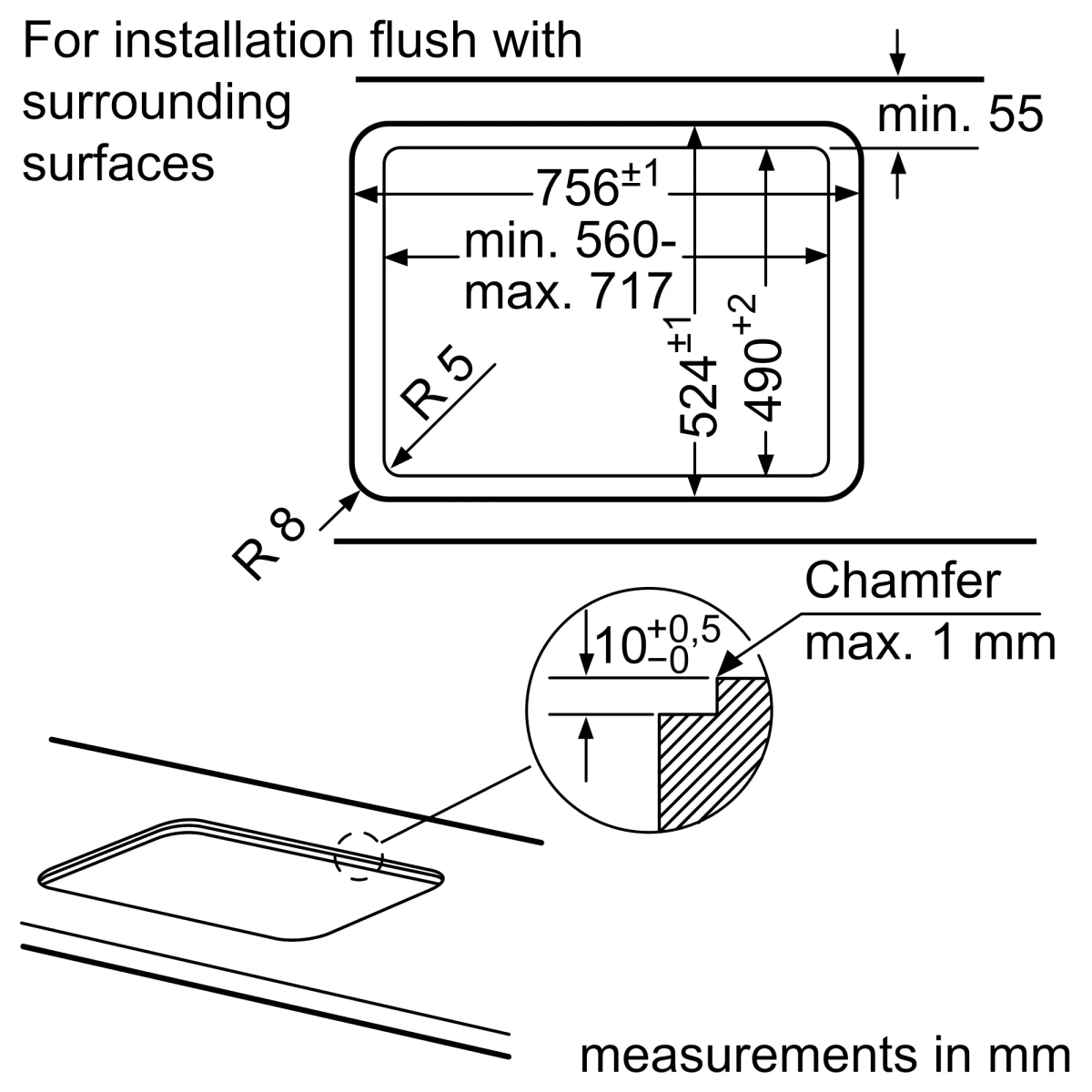 بوش بوتجاز مسطح غاز بلت إن - 5 شعلة - 75 سم - أسود - PPQ7A6B20