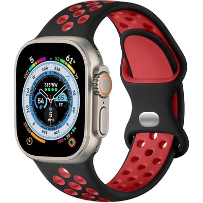 استراب رياضي متوافق مع Apple Watch - أسود/أحمر - 42 - 49 مم