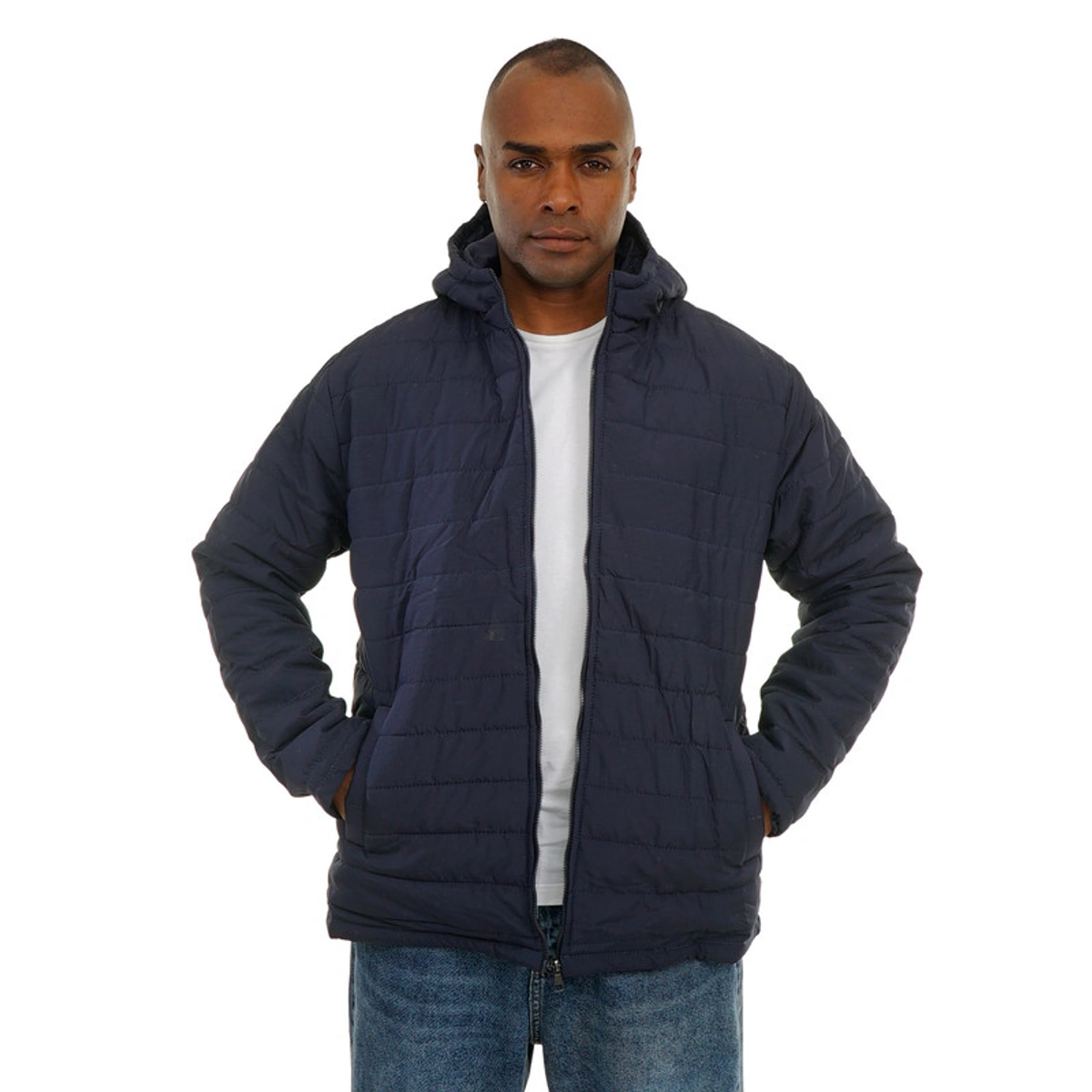 جاكيت منفوخ مبطن بغطاء رأس رجالي -كحلي - 109030115