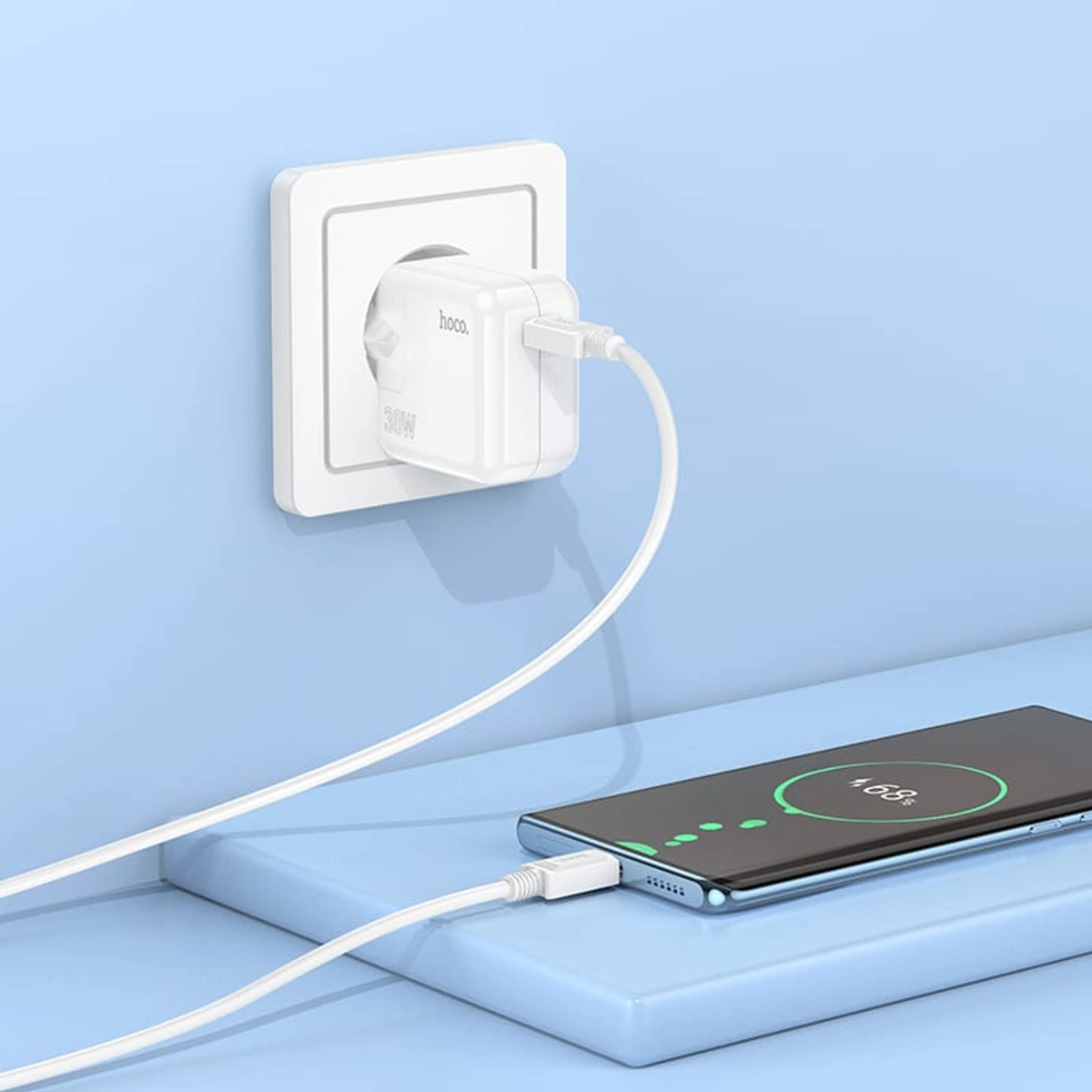 شاحن هوكو C112A قدرة 30 وات Type-C - أبيض