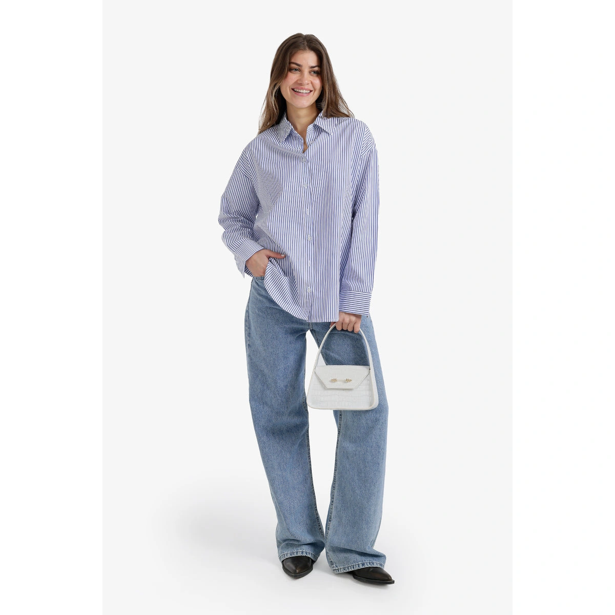 قميص حريمي مخطط بأكمام طويلة من كارينا 58629