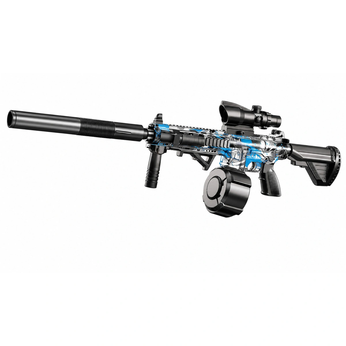 M416 Transparent Toy Gun with Light, Laser & Rechargeable Battery