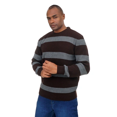 بلوفر صوف مخطط رقبة دائرية رجالي - 108020026