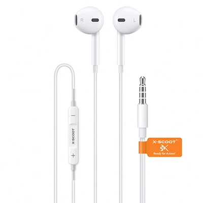 سماعات X Scoot XS-704 سلكية Hi-Fi بميكروفون - أبيض - 1 متر