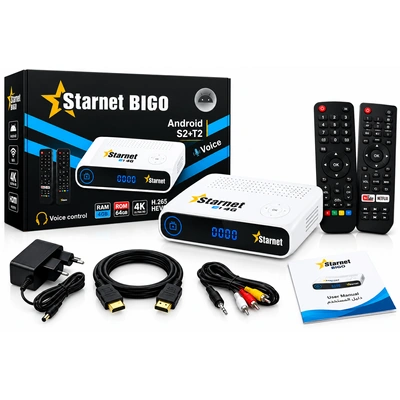 رسيفر Star Net Bigo 4K Android S2+T2 - RAM 4GB/ROM 64GB - أبيض