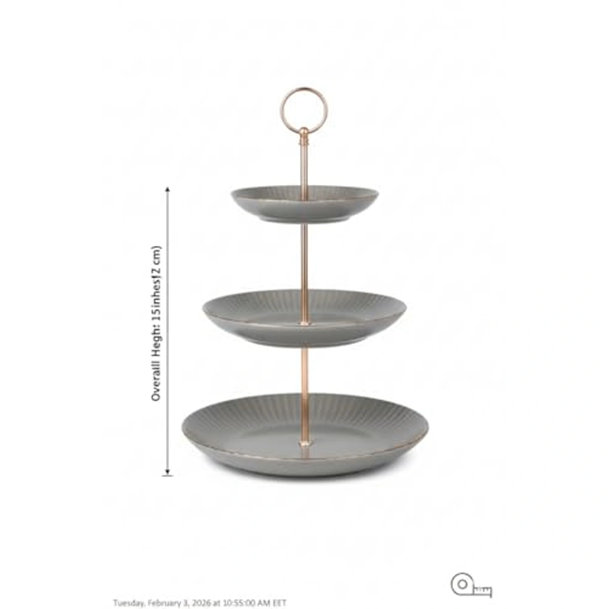 حامل تقديم حلوى من البورسلين - 3 طبقات - 27127