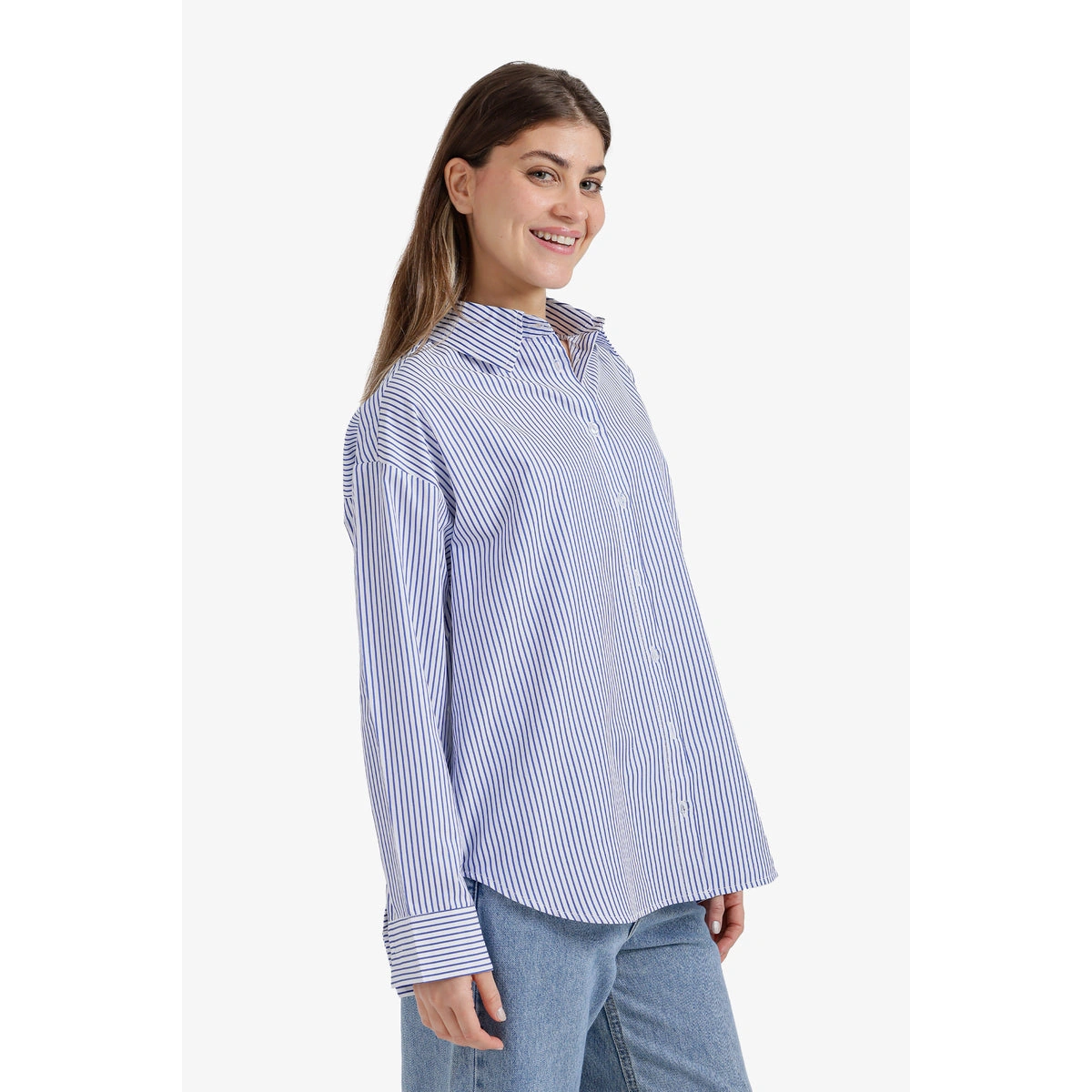 قميص حريمي مخطط بأكمام طويلة من كارينا 58629