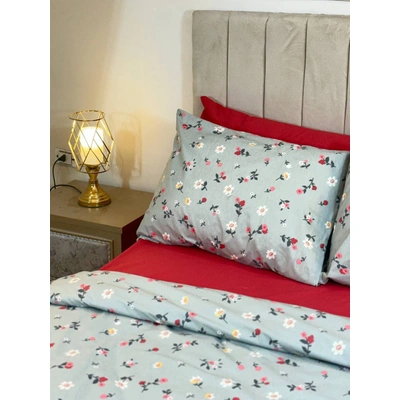 طقم ملاية بأستك سرير مع غطاء وسادة صغيرة من يارلن -120*200*30سم - شكل ورد