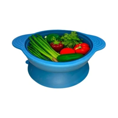 وعاء بقاعدة شفط ثابتة مقاوم للحرارة - أزرق