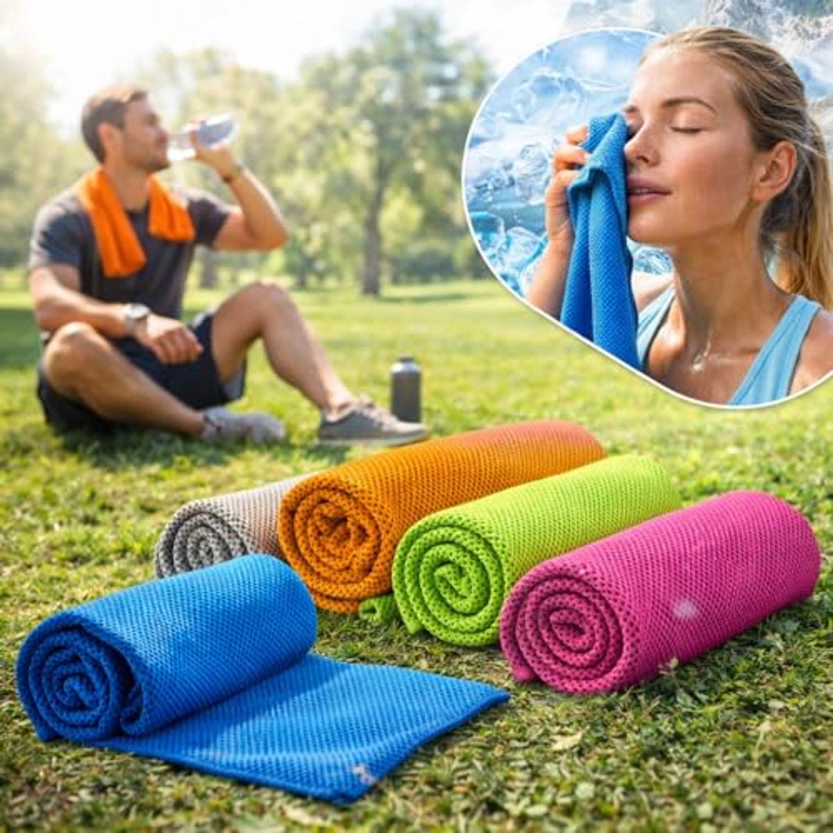 مناشف تبريد مايكروفايبر قابلة لإعادة الاستخدام سريعة الجفاف - 4 قطع