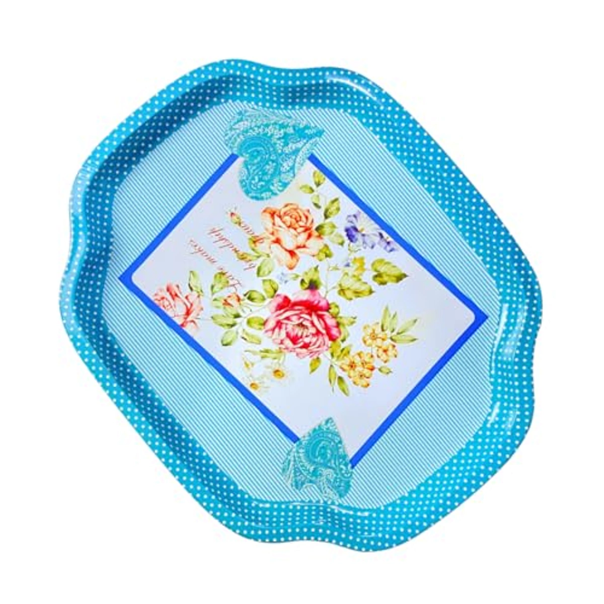 صينية تقديم بيضاوية معدنية - 40*34 سم - ازرق