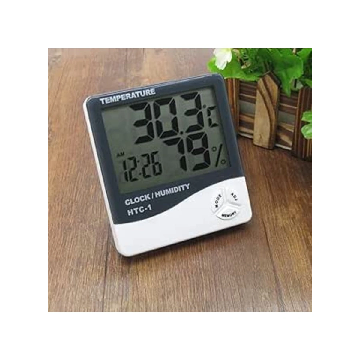 مقياس حرارة ورطوبة رقمي للغرفة مع ساعة LED