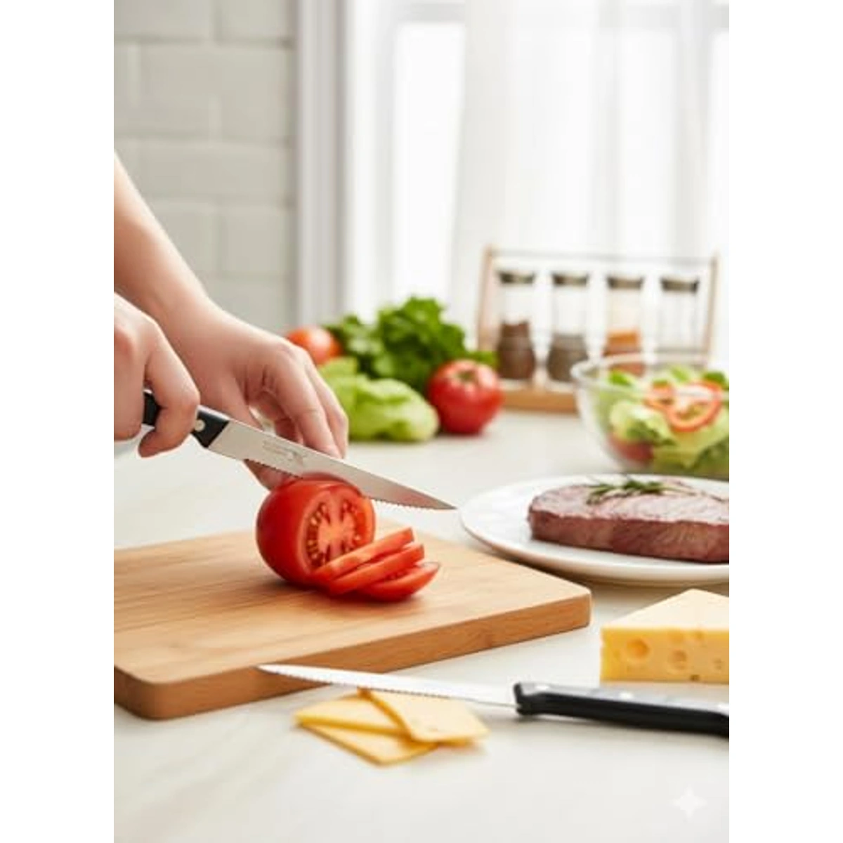 سكاكين مطبخ بمقابض سوداء من الستانليس ستيل - 3 قطع 