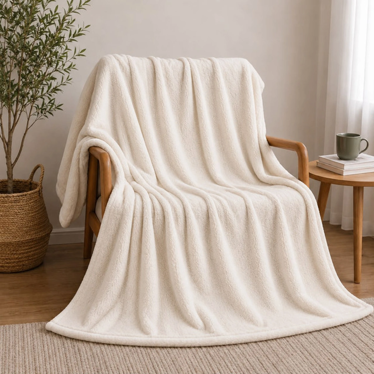 Snooze Soft Fleece Blanket 130x180 cm Off-white | Kenzz Egypt