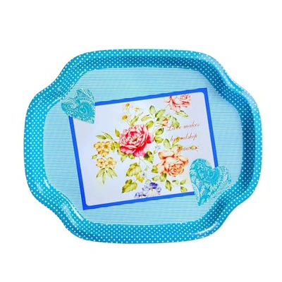 صينية تقديم بيضاوية معدنية - 40*34 سم - ازرق