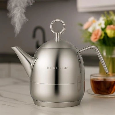 براد شاي ستانليس ستيل بغطاء - 2 لتر - فضي