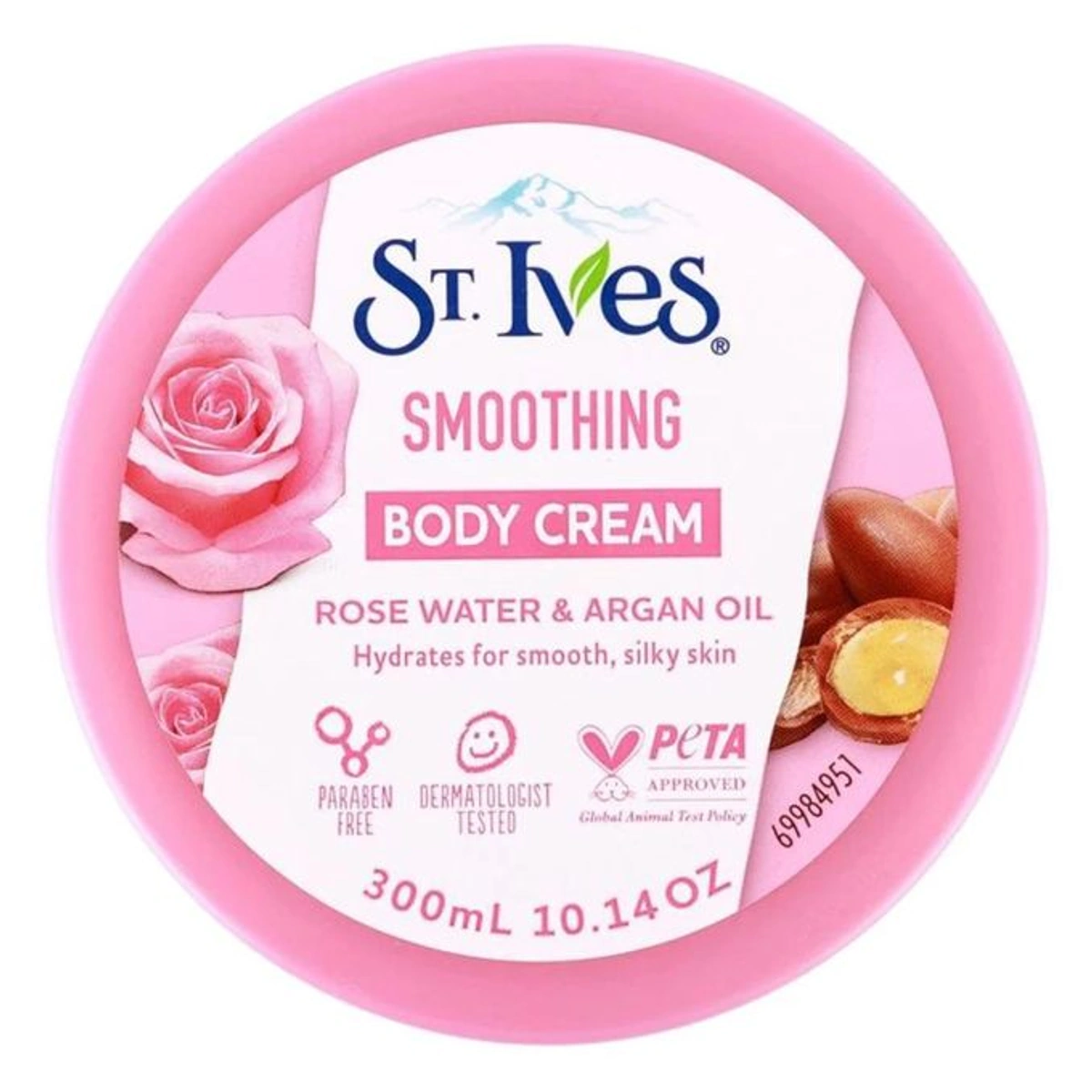 كريم جسم ماء الورد وزيت الأرجان - 300 مل