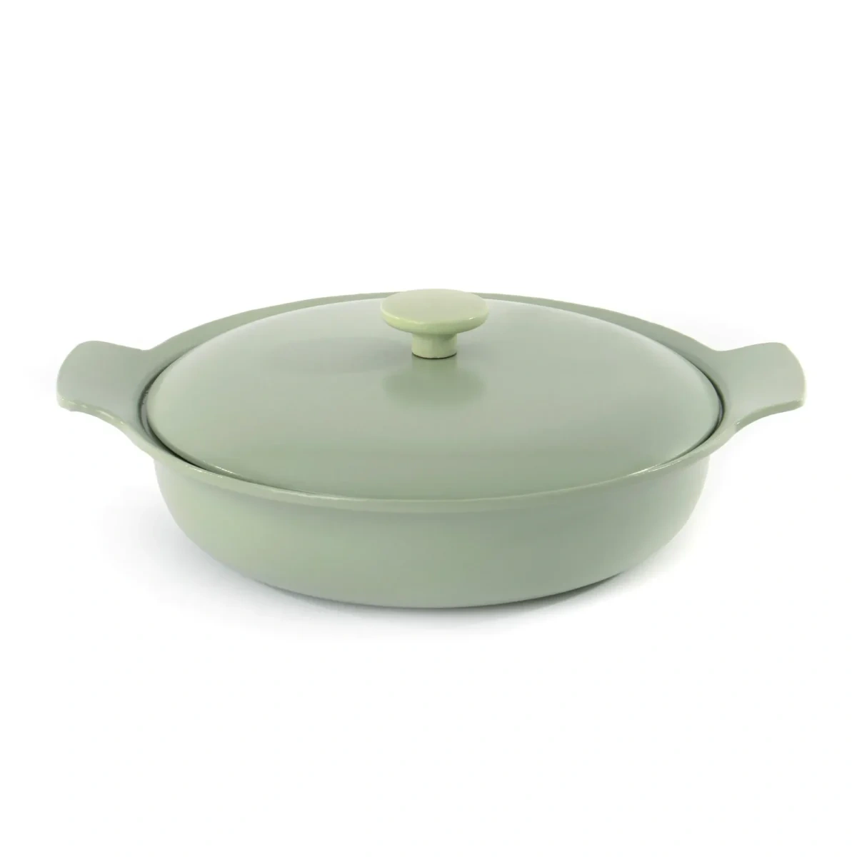 Berghoff 28cm Deep Cast Iron Pan with Lid - Mint Green