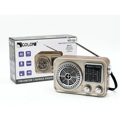Golon راديو وسماعة بلوتوث RX-388 ثلاث موجات - بني