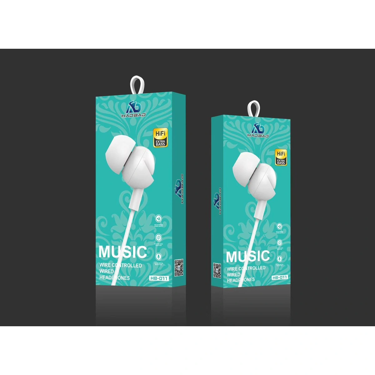 سماعة أذن سلكية Haobao HB-011 HiFi Extra Bass - أبيض