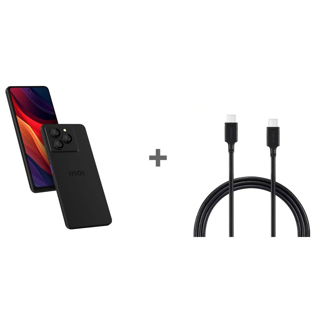 موبايل INOI A75 إليجانس - 256 /6+6 - تيتانيوم أسود - GL مع كابل  USB-C موماكس هدية