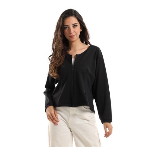 جاكيت حريمى قطن رقبة V واسعة