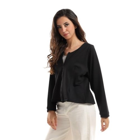 جاكيت حريمى قطن رقبة V واسعة