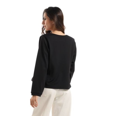 جاكيت حريمى قطن رقبة V واسعة