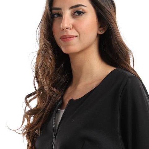 جاكيت حريمى قطن رقبة V واسعة