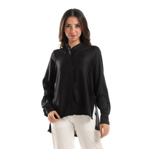 بلوزة ساتان حريمى بفتحة جانبية