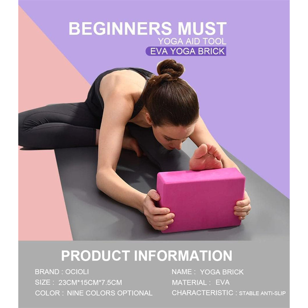 مكعبات يوغا من الإسفنج غير قابلة للانزلاق - 2 قطعة - ألوان متنوعة