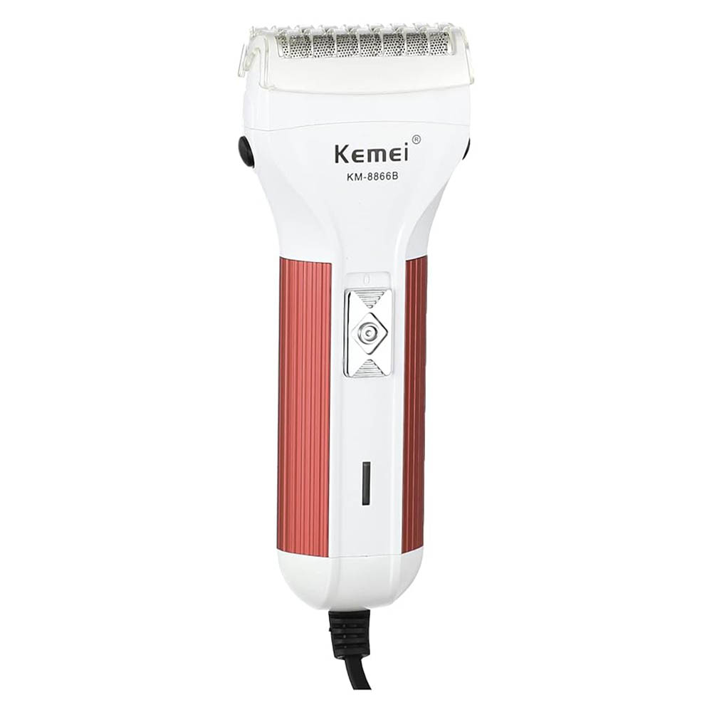 KM-8866B ماكينة حلاقة الشعر كهربائية - أبيض/بينك