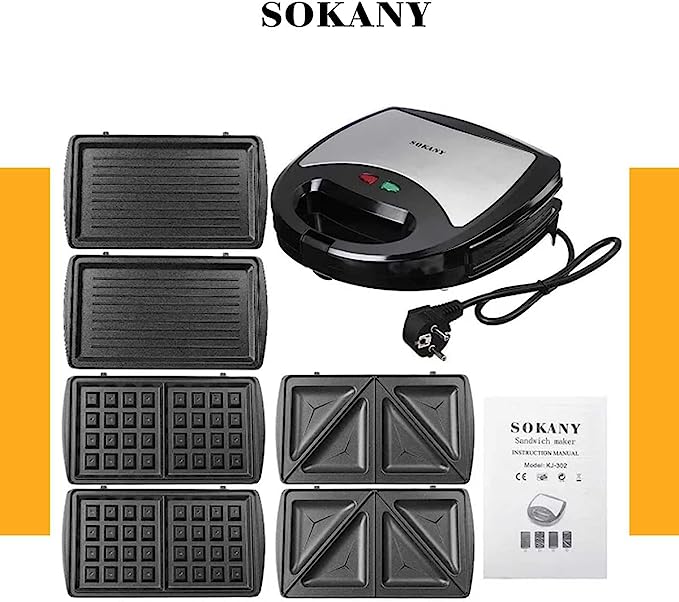 KJ-302 ماكينة صنع الساندويتشات الكهربائية 3 * 1 - 750 وات