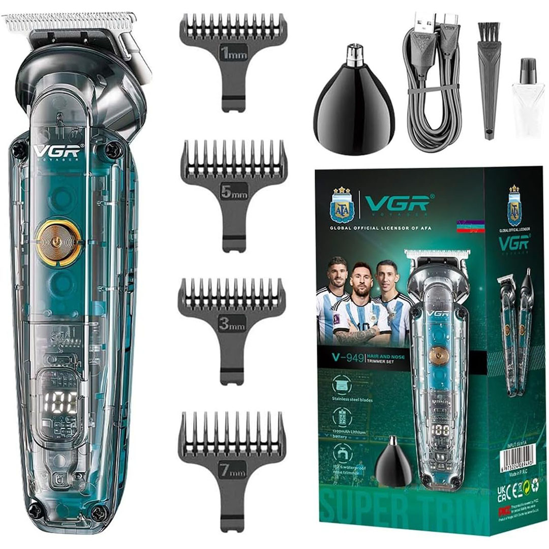 مجموعة ماكينة تشذيب الشعر والأنف - أزرق - V-949