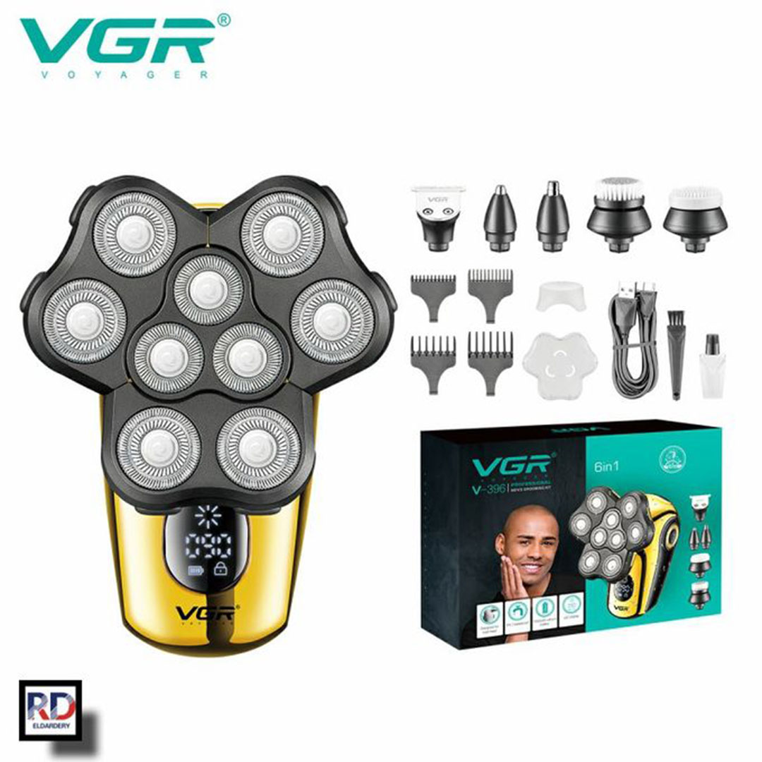 ماكينة حلاقة في جي أر لتشذيب اللحية للرجال قابلة للشحن - ذهبي - V-396