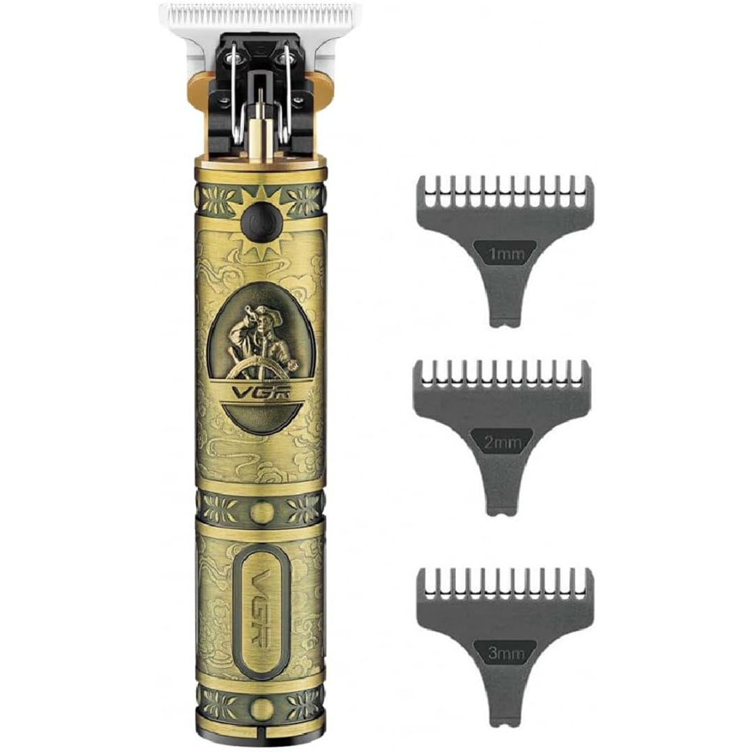 ماكينة حلاقة الشعر في جي أر القابلة للشحن للرجال - ذهبي - V-083