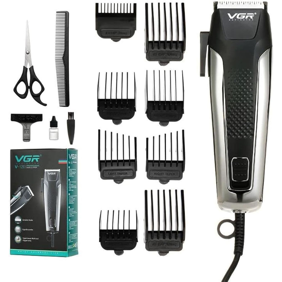 ماكينة حلاقة الشعر في جي أر القابلة للشحن للرجال - أسود - V-120