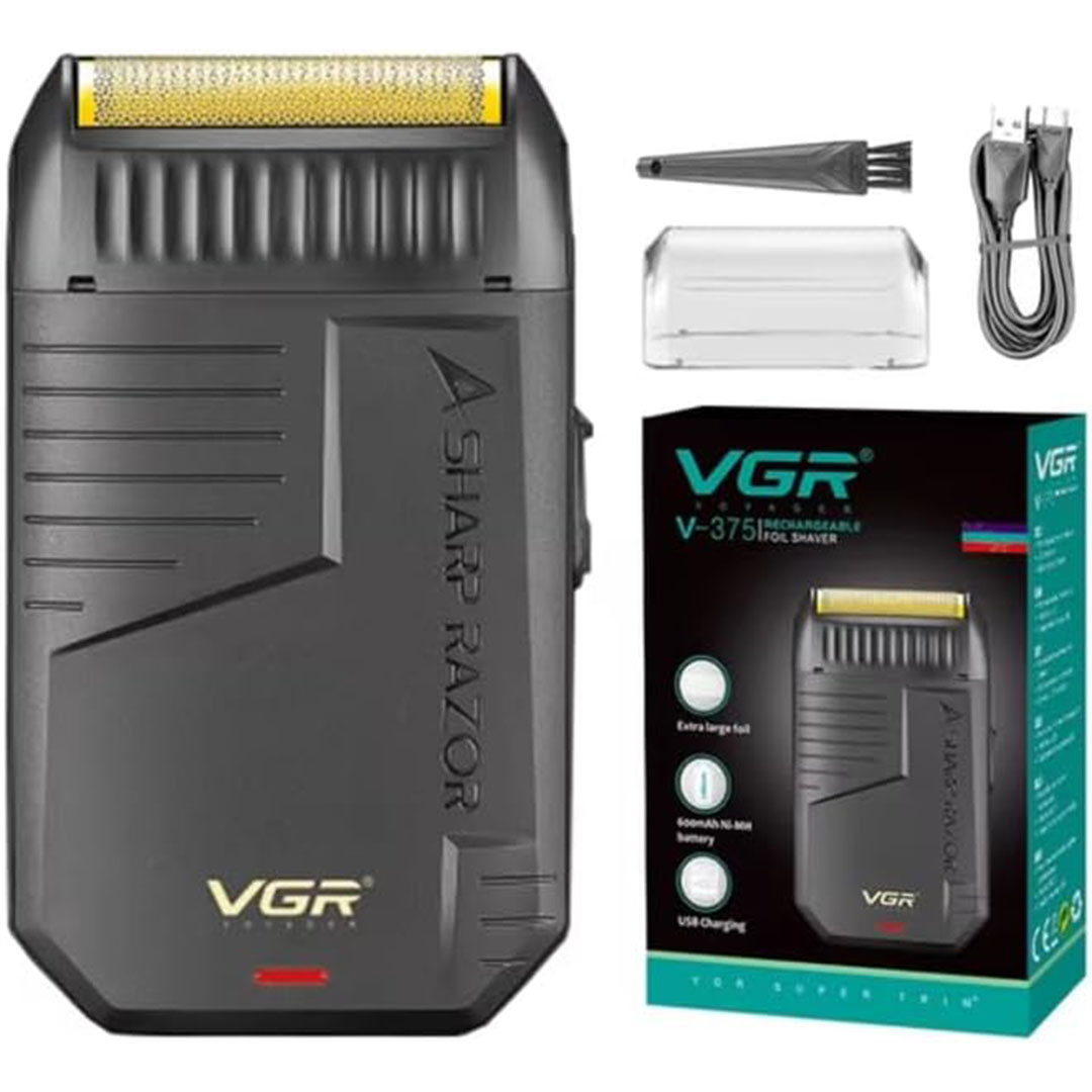 ماكينة حلاقة في جي أر قابلة للشحن للرجال - أسود - V-375