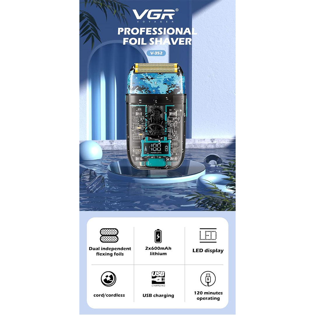 ماكينة حلاقة الشعر VGR القابله للشحن - ذهبي - V-352