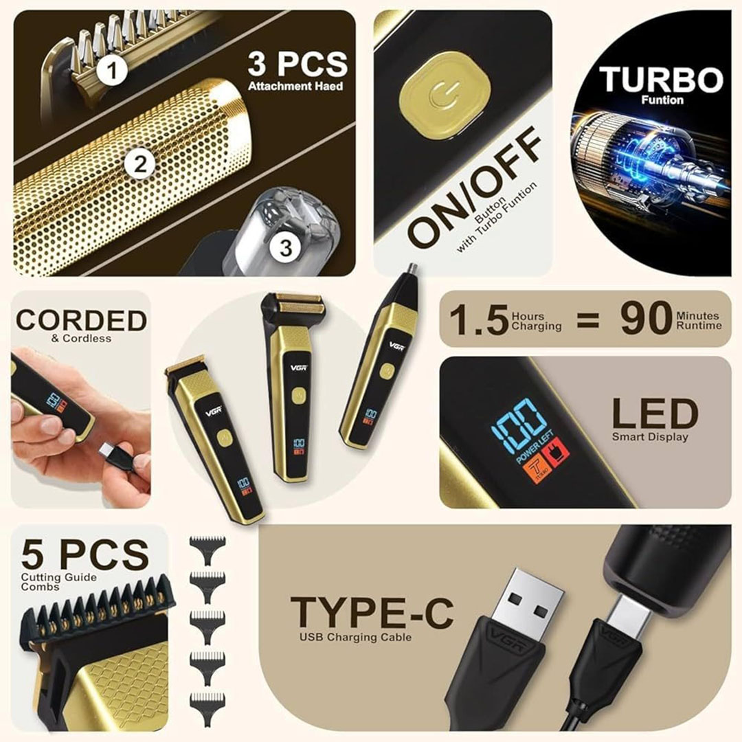 مجموعة العناية الاحترافية 3 في 1 للرجال - VGR-366