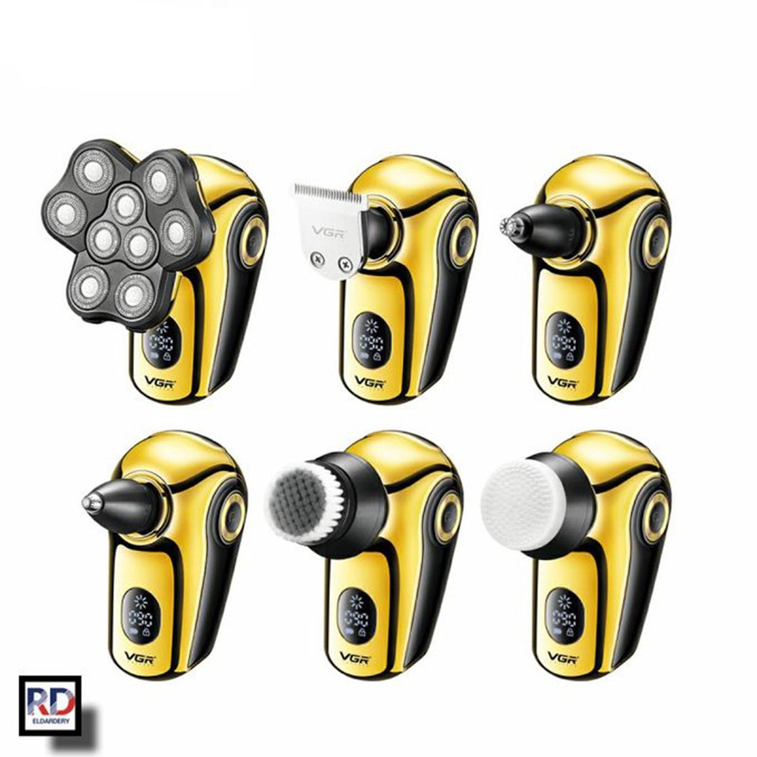 ماكينة حلاقة في جي أر لتشذيب اللحية للرجال قابلة للشحن - ذهبي - V-396