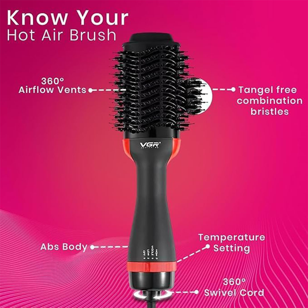 فرشاة مجفف شعر بالهواء الساخن من VGR - 1000 وات - VGR-416