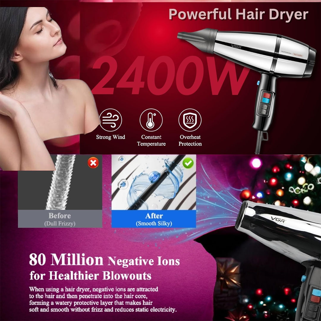 مجفف VGR الكهربائي للشعر - 2400 وات - V-466