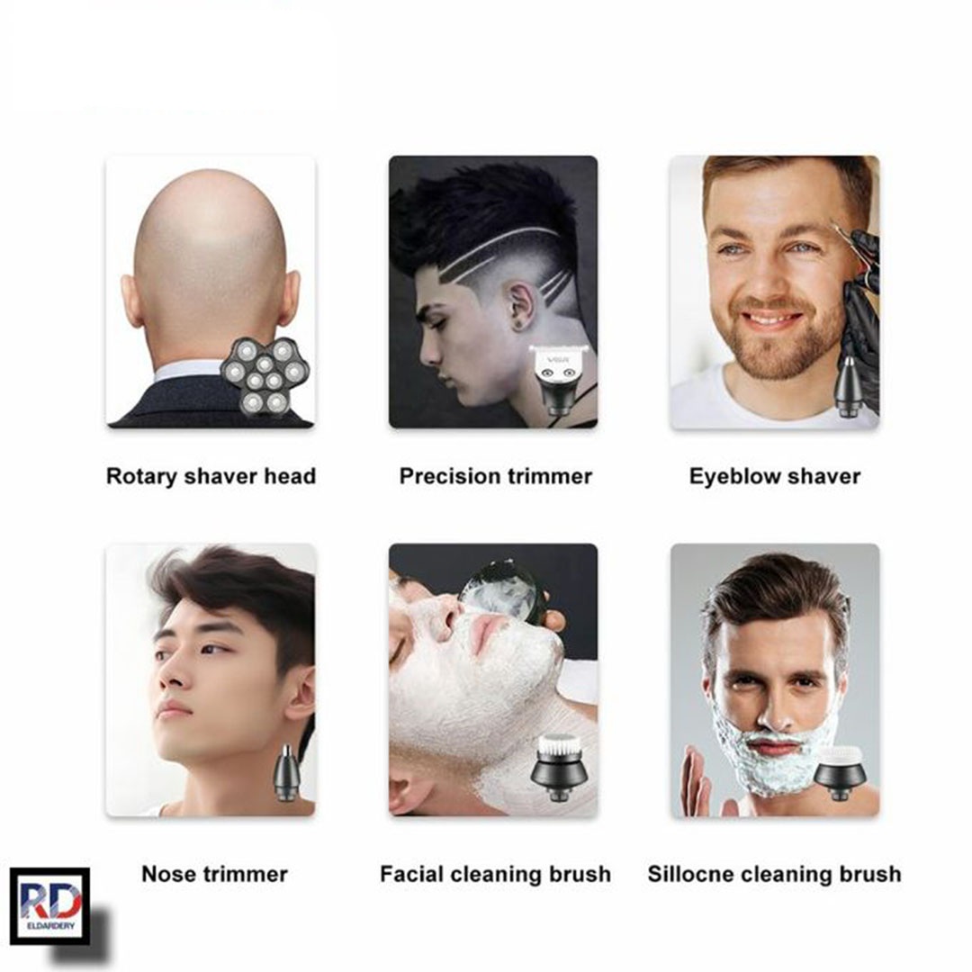 ماكينة حلاقة في جي أر لتشذيب اللحية للرجال قابلة للشحن - ذهبي - V-396